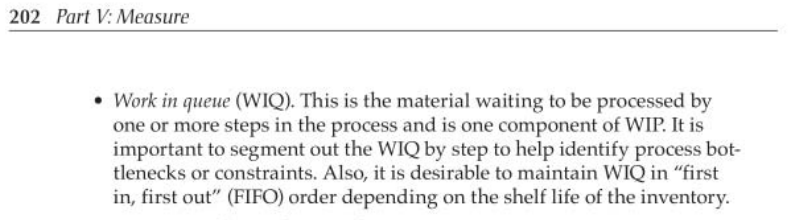 六西格玛黑带CSSBB考试-Handbook：排队等待处理的零件WIQ（P202页）