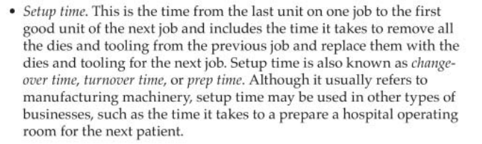 六西格玛黑带CSSBB考试-Handbook：切换时间setup time（p203页）